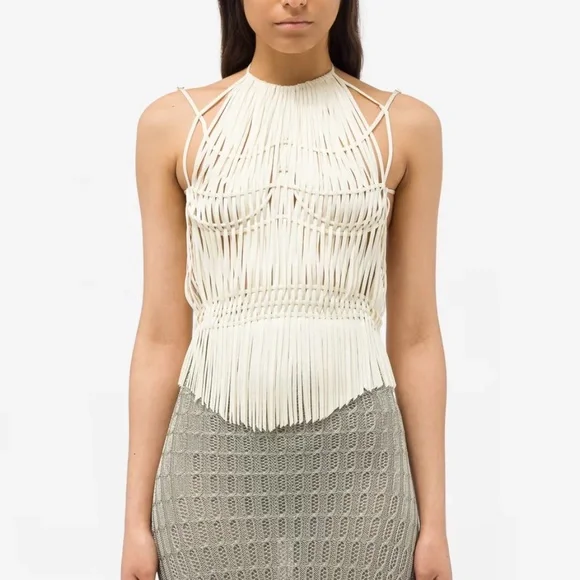 ISA BOULDER イサ ボールダー トップス Sサイズ Isa Boulder: SSENSE Exclusive Beige High Halter Neck Top
